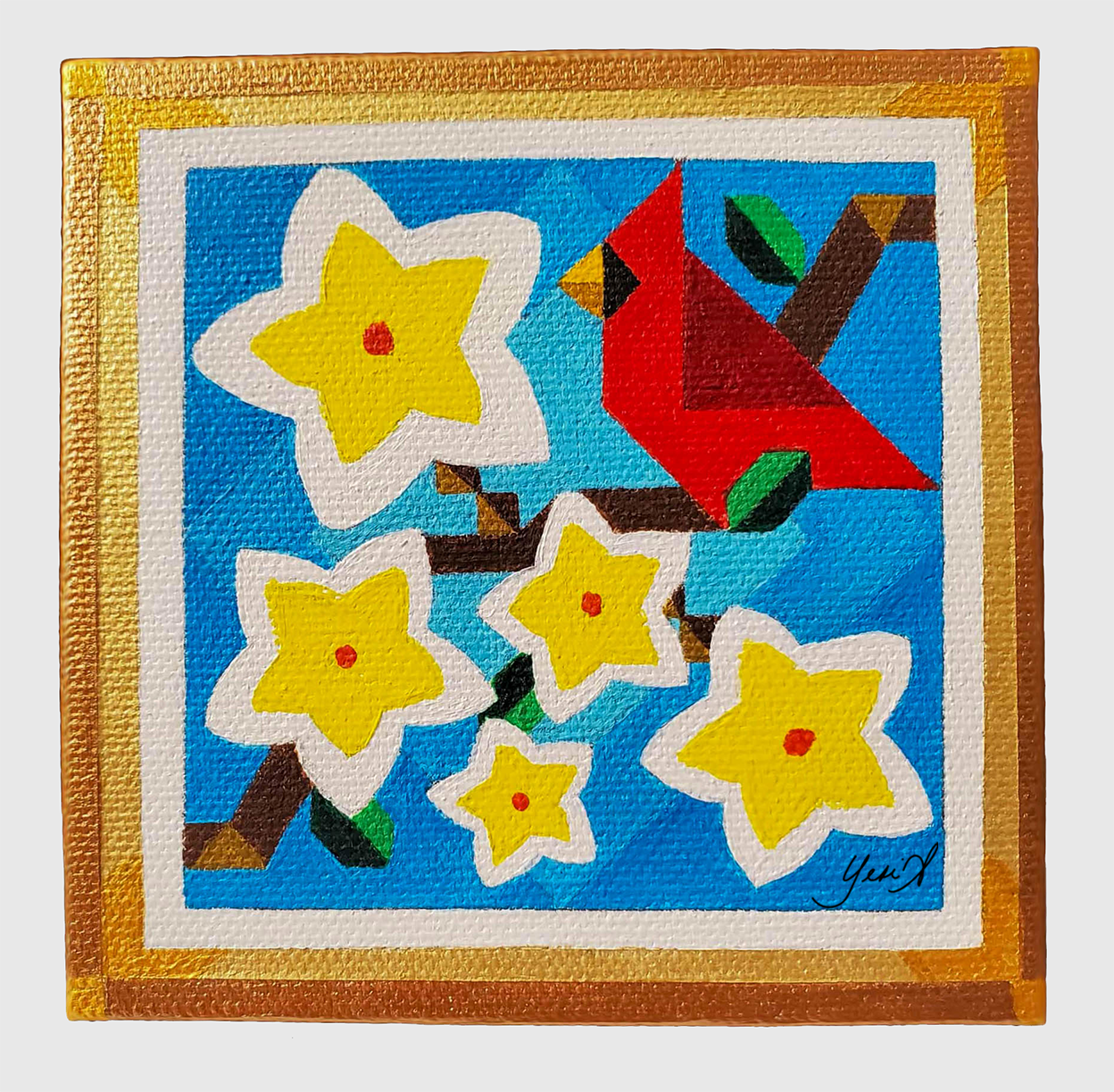 Framed with Love — Cardinal and Plumeria