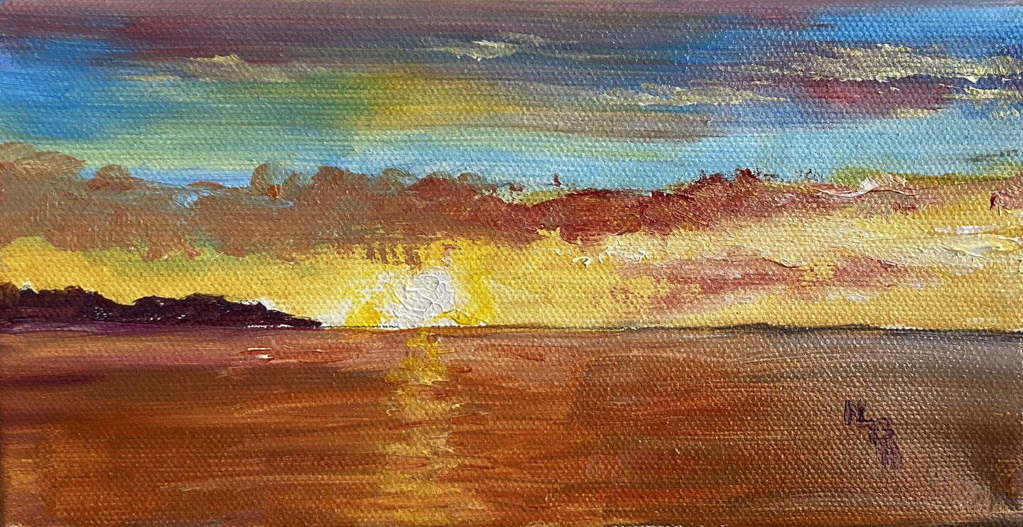 “Sunset,” 4×8 Oil $70